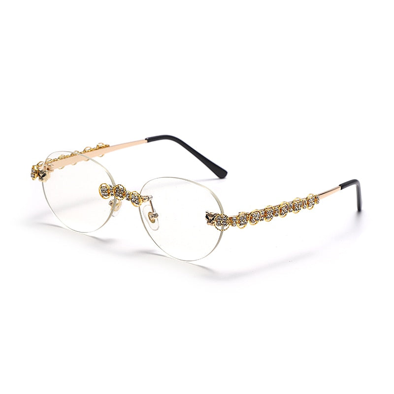 Gafas de sol sin montura con diamantes para mujer, lentes rectangulares Steampunk de cristal Vintage con diamantes de imitación, UV400, 2021