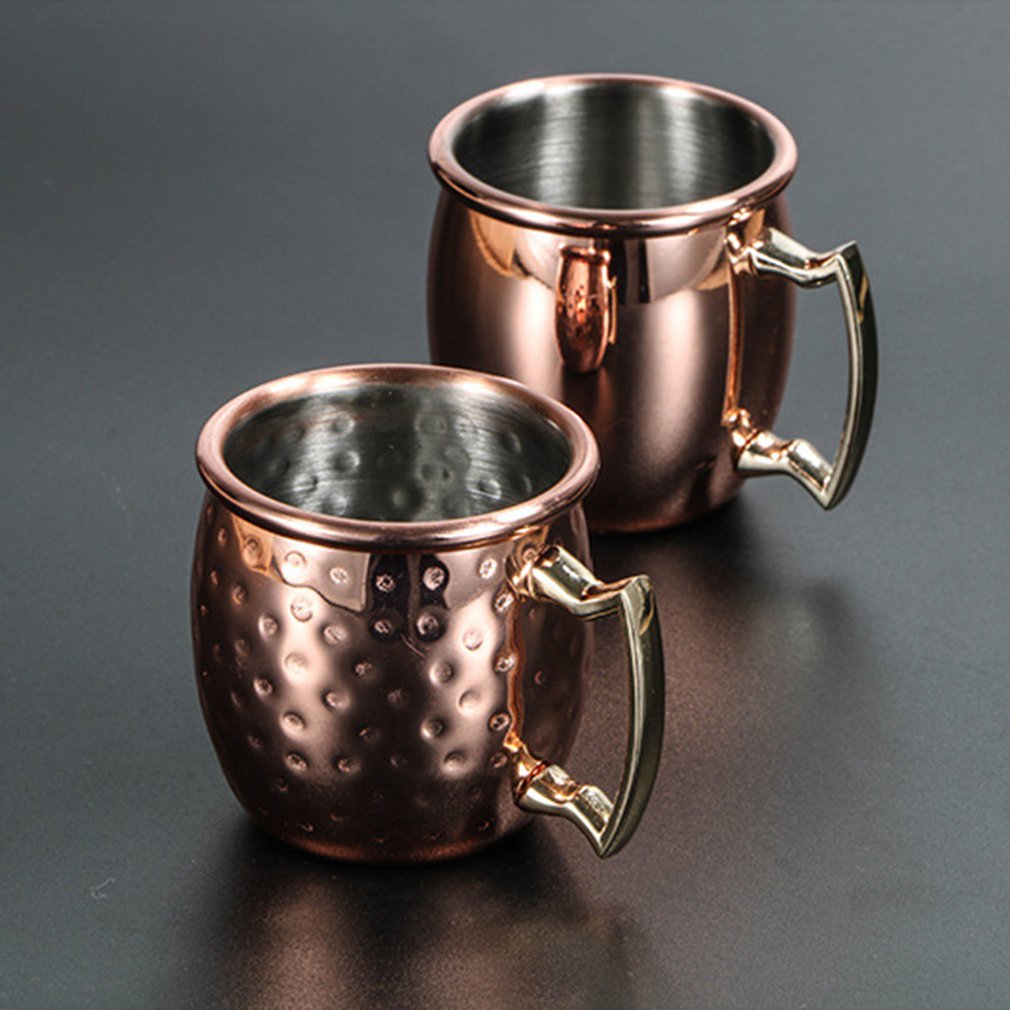 60ml Mini Hammered Moscow Mule Mug Espresso Copper Mugs Shot Glasses Cute 2oz Stainless Steel Mugs For Mini Bar Environmentally