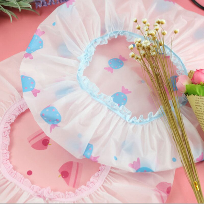 Shower Cap Thicken Elastic Bath Hat Bathing Cap for Women Hair Salon Dot Waterproof Bathroom Products Bathroom Accessories