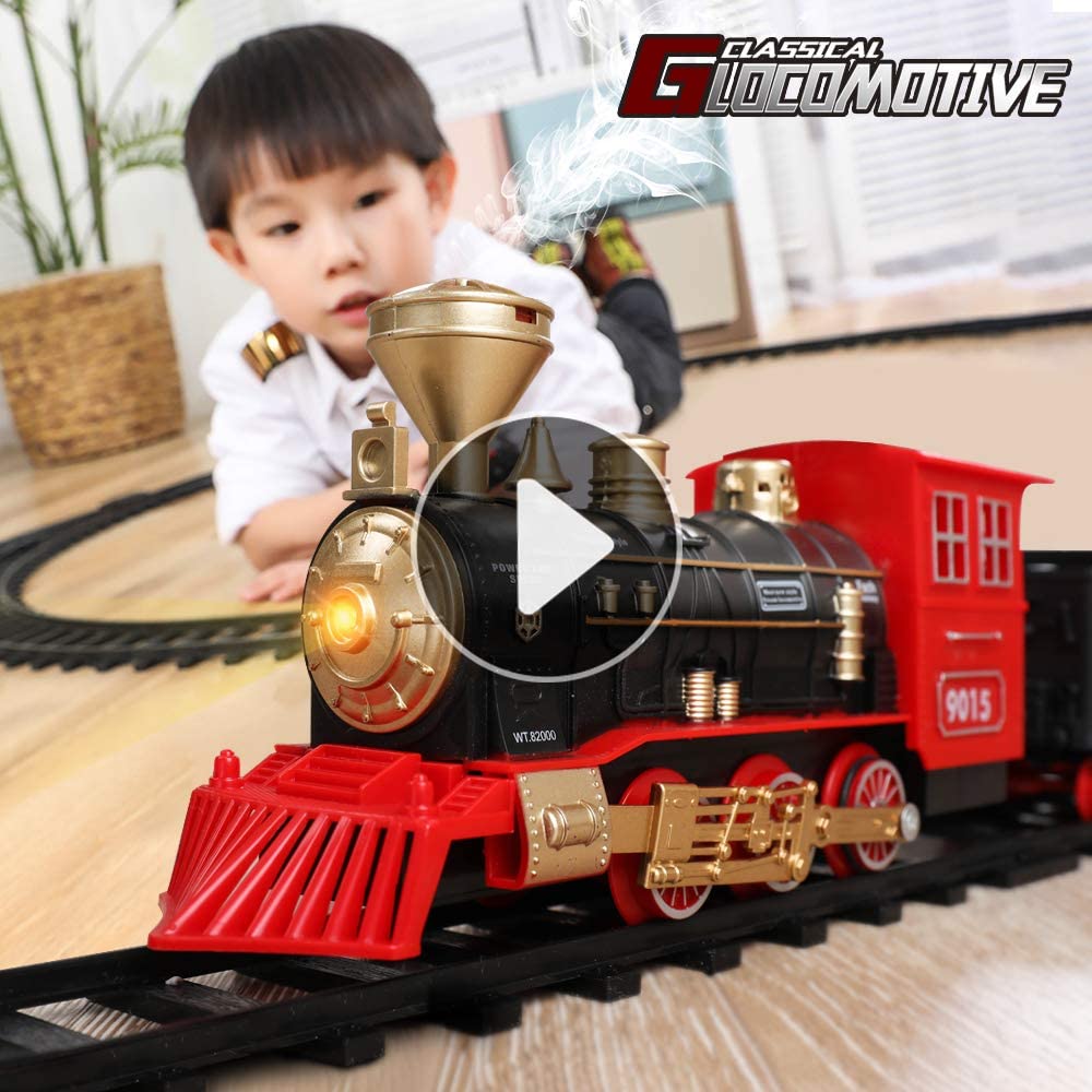 Elektrikli noel tren oyuncak seti araba demiryolu parça buharlı lokomotif motor Diecast Model eğitici oyun erkek çocuk oyuncakları çocuklar için