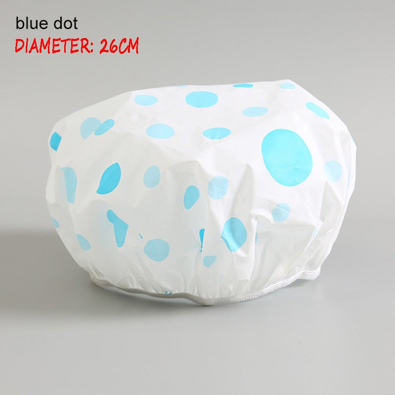 Shower Cap Thicken Elastic Bath Hat Bathing Cap for Women Hair Salon Dot Waterproof Bathroom Products Bathroom Accessories