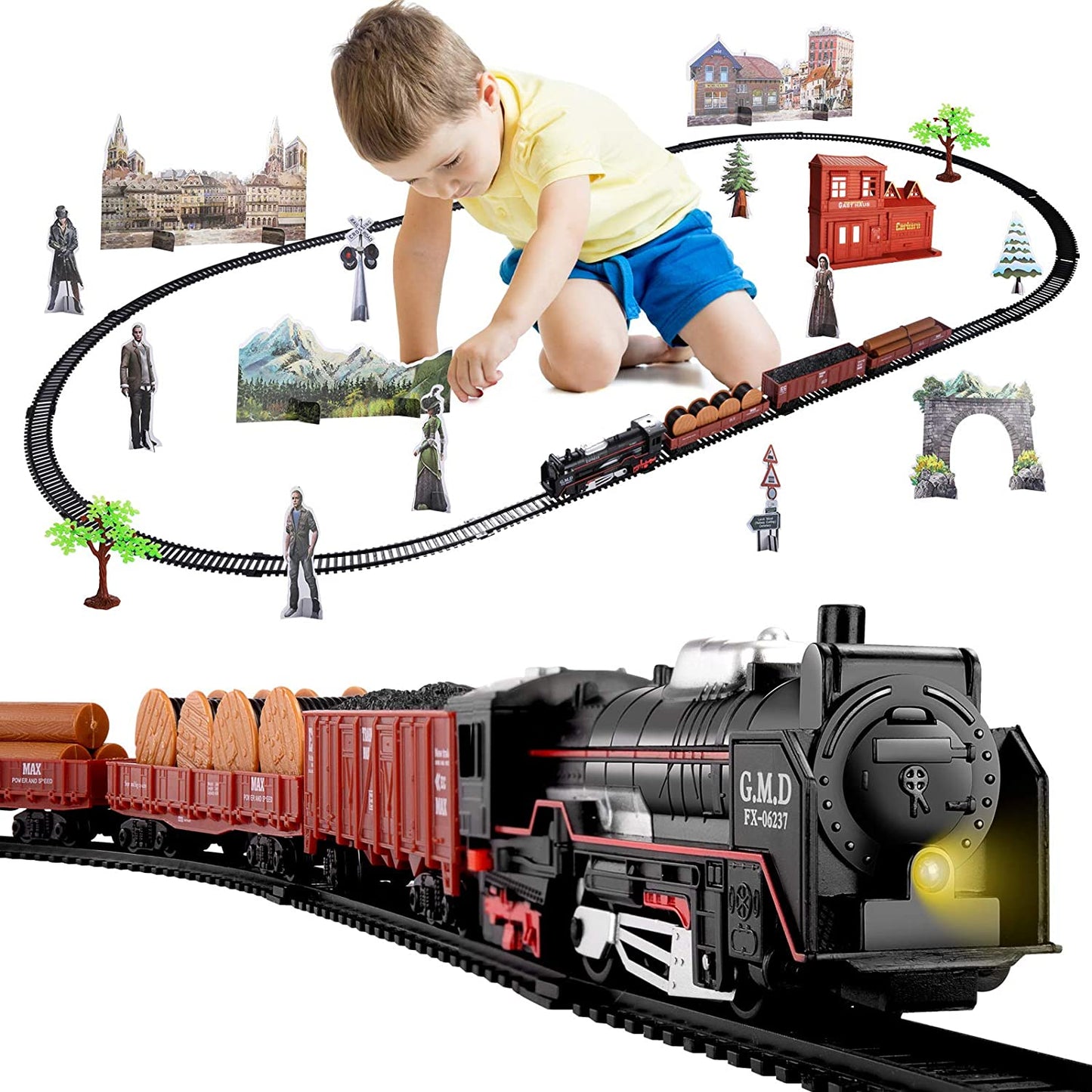 Elektrikli noel tren oyuncak seti araba demiryolu parça buharlı lokomotif motor Diecast Model eğitici oyun erkek çocuk oyuncakları çocuklar için