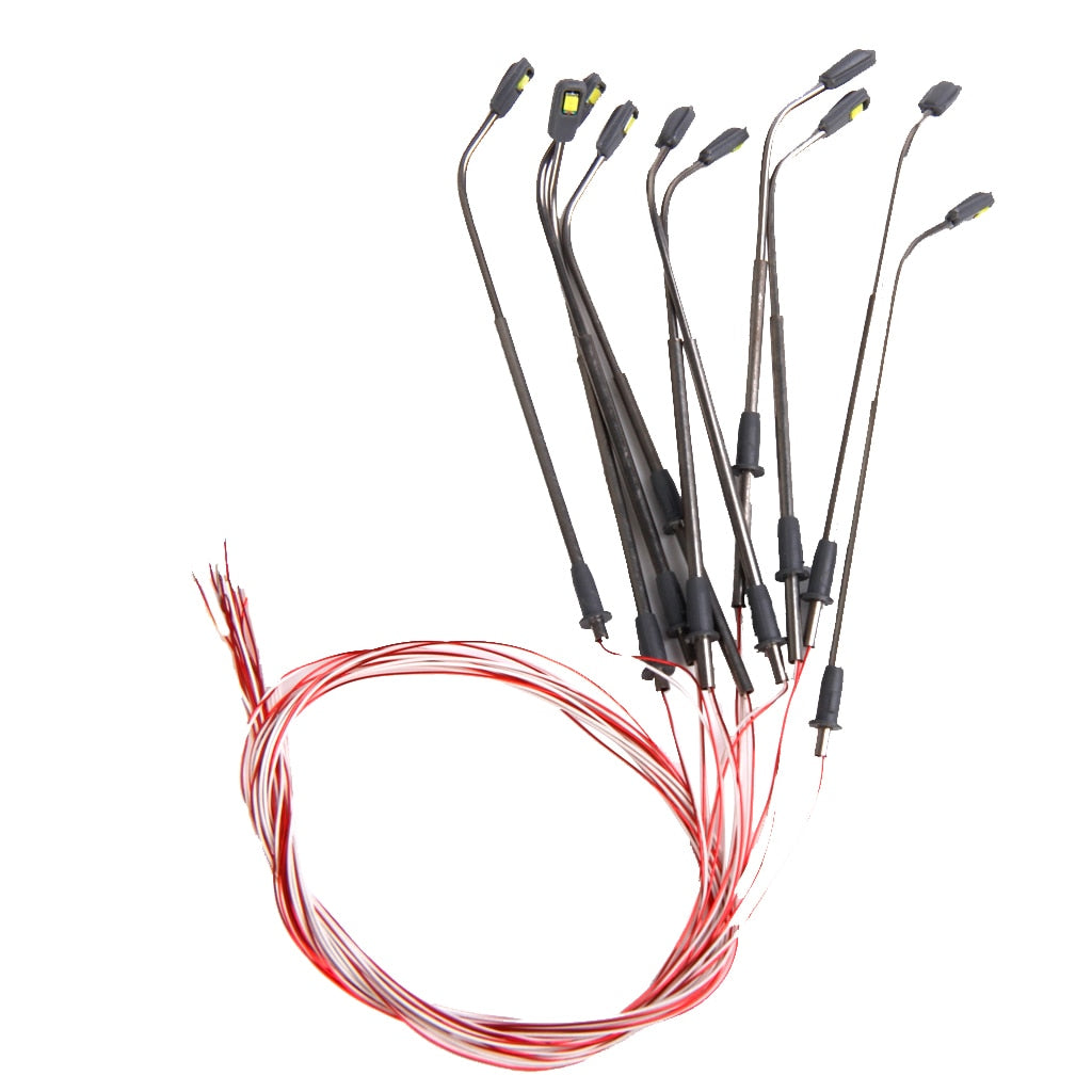 10pcs/Set Model Railway Train Street Lamp Post Lights 1/200 Scale Mini Size for Diorama Accessories