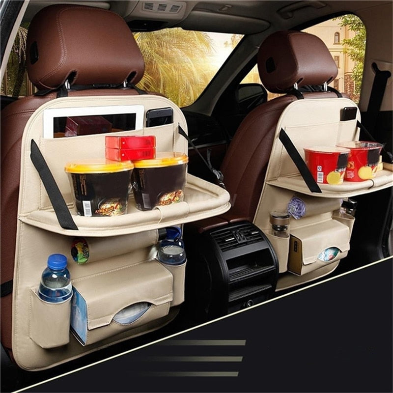 Universal Automobile Accessories Car Seat Back Bag Folding Table Organizer Pad Drink Chair Storage Pocket Box