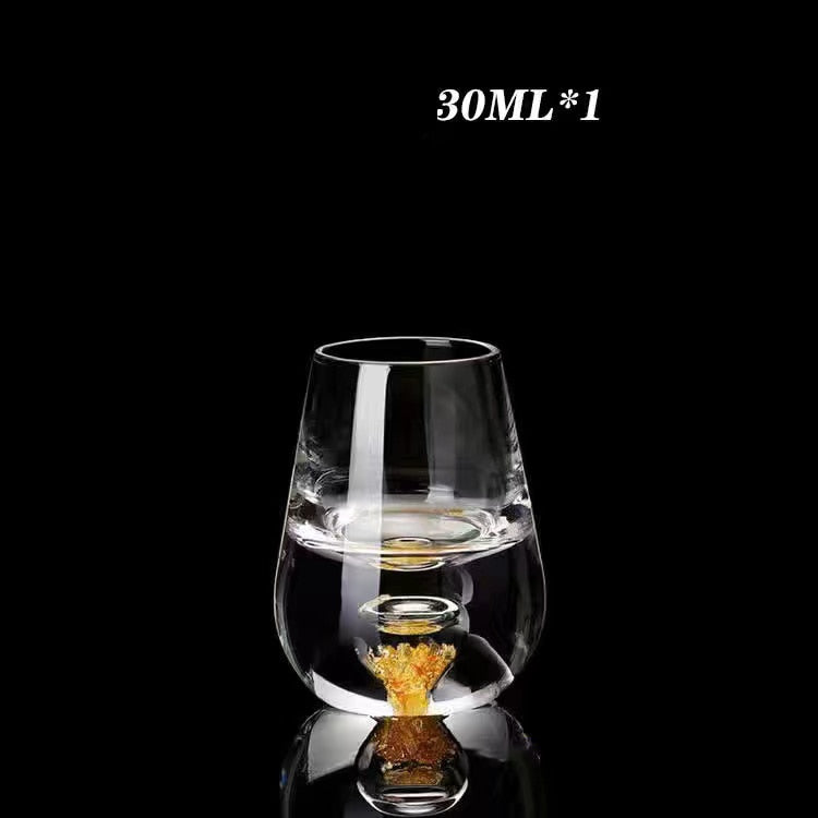 Lead-free Crystal Glass Gild Built In 24K Gold Leaf Small Shot Glass Luxury Golden Vodka Spirit Small Wine Glasses Drinking Cups