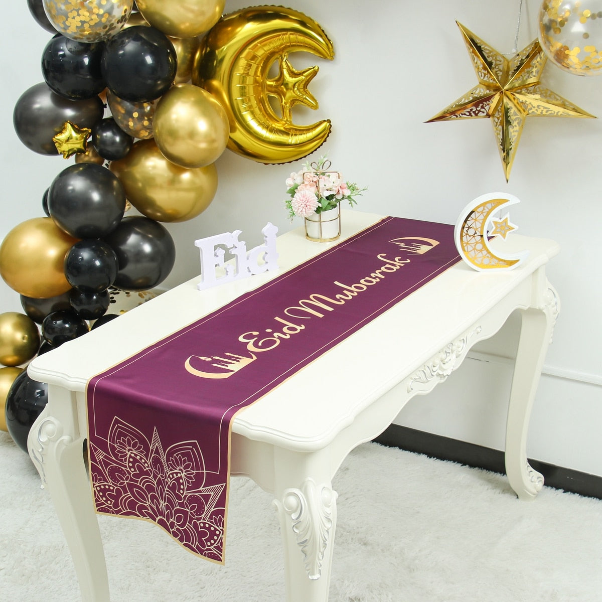 EID Mubarak Table Runner Ramadan Decorations 2023 For Home Tablecloth Ramadan Kareem Eid Al Adha Islamic Muslim Party Decoration