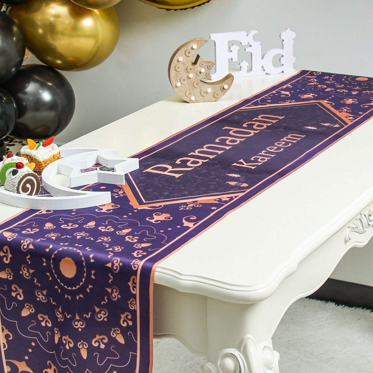 EID Mubarak Table Runner Ramadan Decorations 2023 For Home Tablecloth Ramadan Kareem Eid Al Adha Islamic Muslim Party Decoration