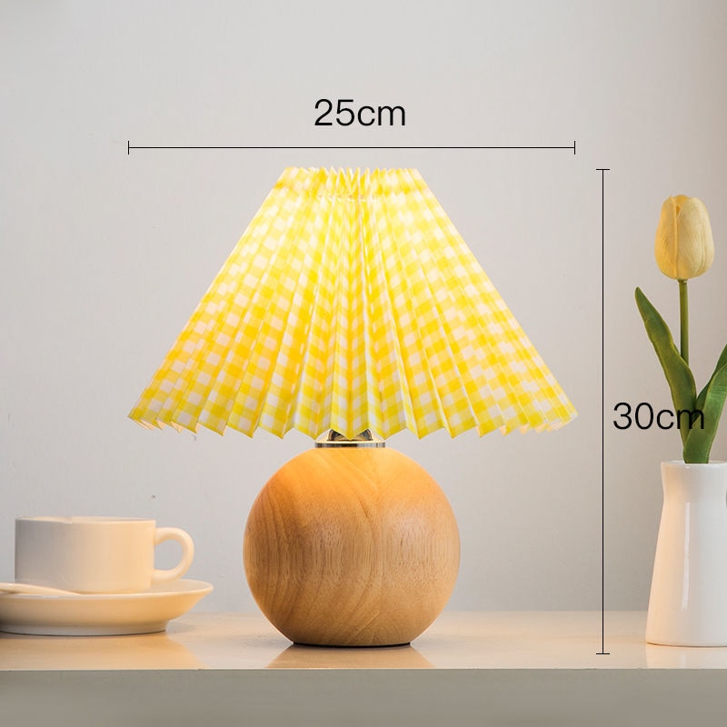 Vintage Rattan Lamp Table Korean Table Lamps for Bedroom Lamp Living Room Light Home Deco Creative Pleats Lamp with Led Bulb E27