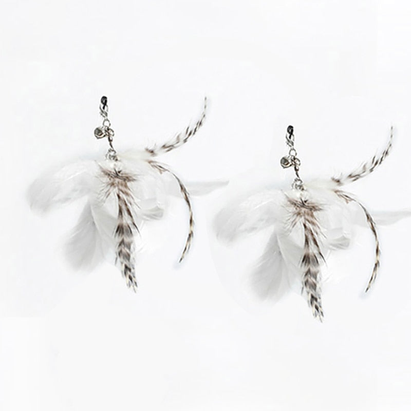 Cat Toy Interactive Feather Simulation Bird Teaser Stick Teaser Kitten Bells Wand Cats Accessories Pet Products Toys For Cat