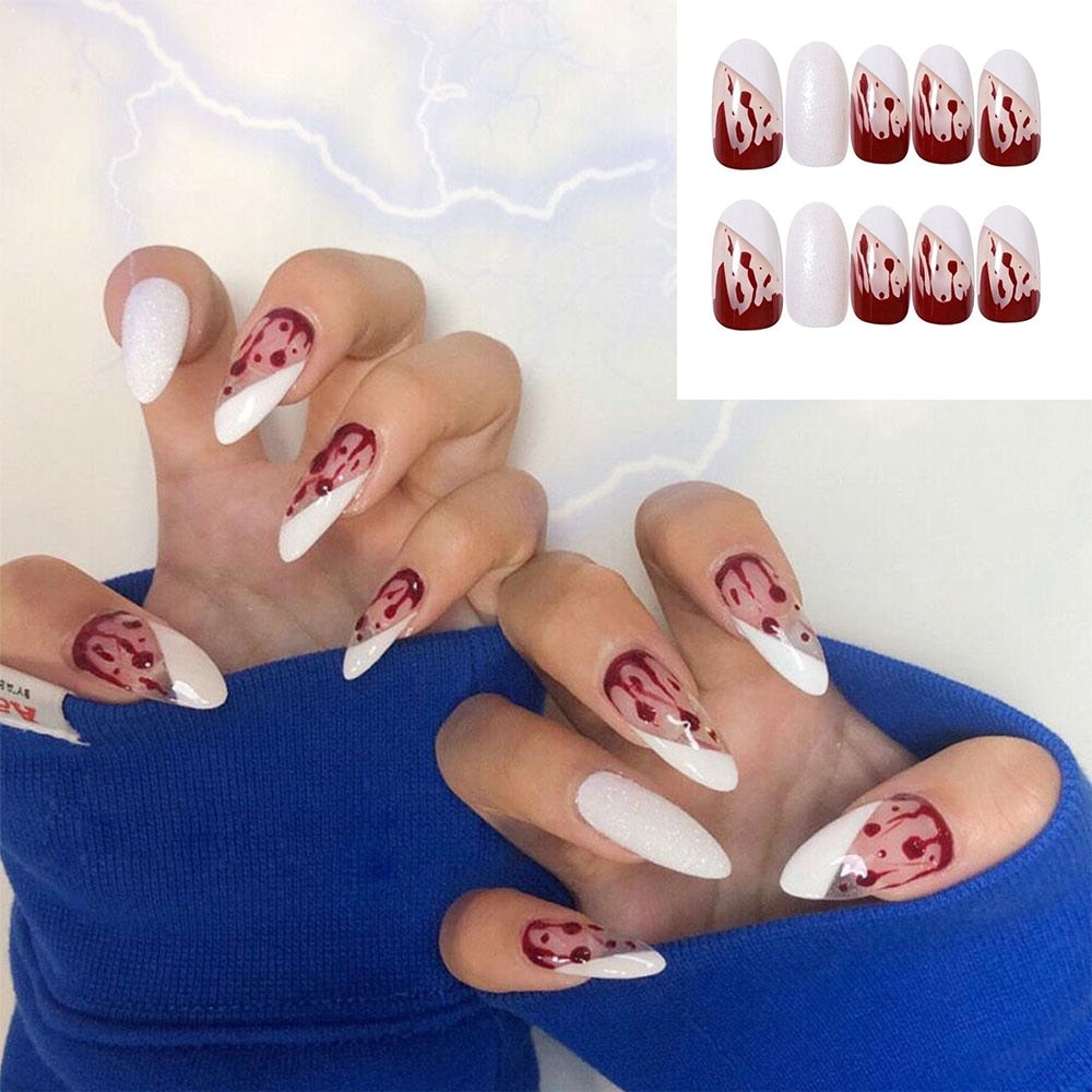 24Pcs Stiletto False Press On Nails Matte Black Color Leopard Wear Finished Product Wearable Full Cover Acrylic Nails Products