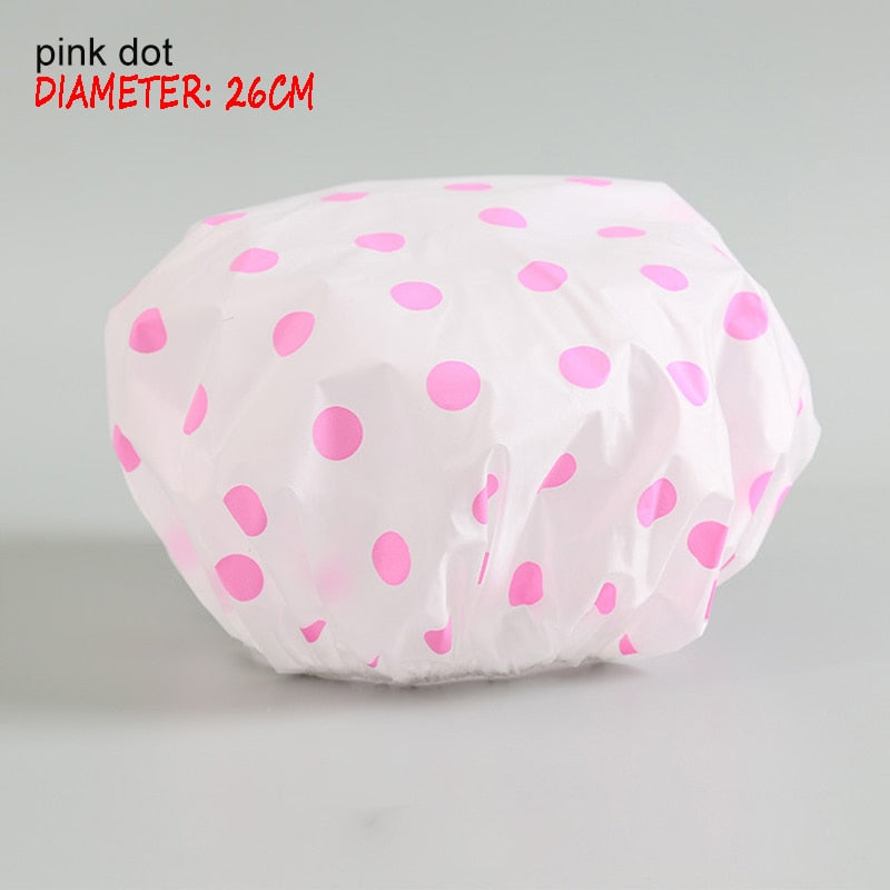 Shower Cap Thicken Elastic Bath Hat Bathing Cap for Women Hair Salon Dot Waterproof Bathroom Products Bathroom Accessories