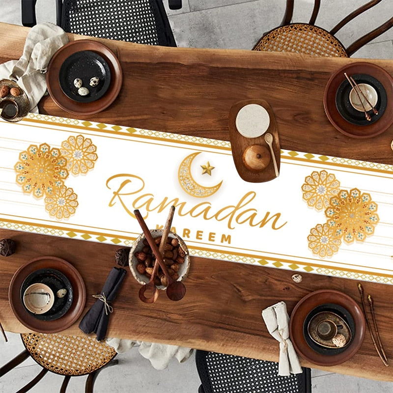 Ramadan Decoration Table Runner EID Mubarak Decor For Home Tablecloth Ramadan Kareem Islamic Muslim Party Eid Al Adha Gifts 2023