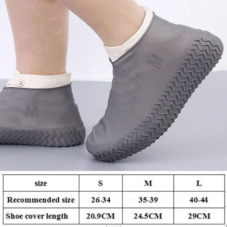 1Pair Reusable Waterproof Rain Shoes Covers Silicone Outdoor Rain Boot Overshoes Walking Shoes Accessories Reusable Shoe Cover