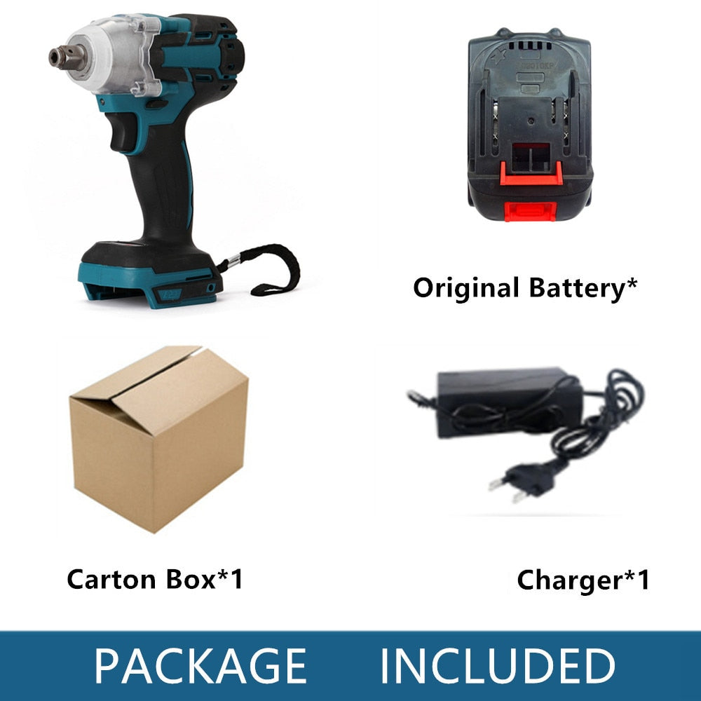 Electric Impact Wrench Brushless Cordless Electric Wrench 1/2 inch Compatible Makita 18V Battery Screwdriver Power Tools