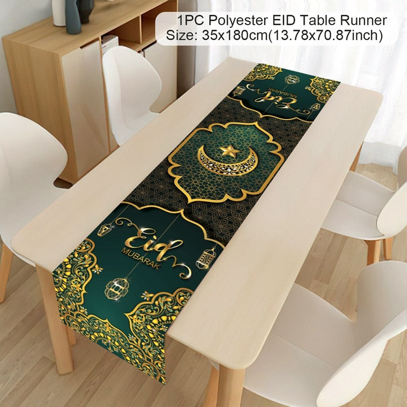 EID Mubarak Table Runner Ramadan Decorations 2023 For Home Tablecloth Ramadan Kareem Eid Al Adha Islamic Muslim Party Decoration