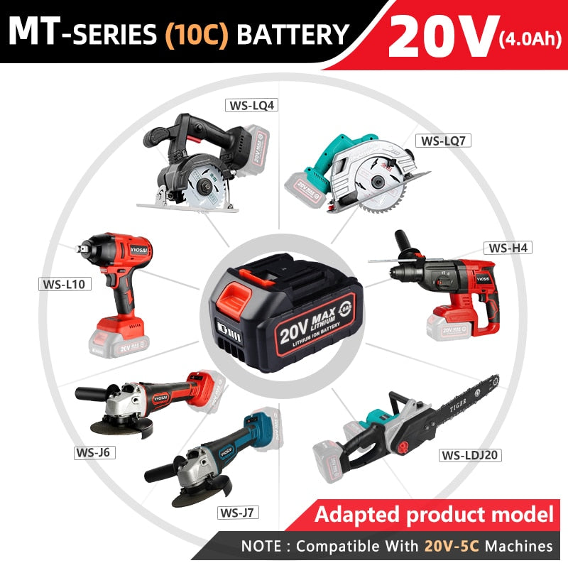 VVOSAI Rechargeable Battery 12V 20V Lithium-Ion Series Cordless Drill/Saw/Screwdriver/Wrench/Angle Grinder Brushless Power Tools