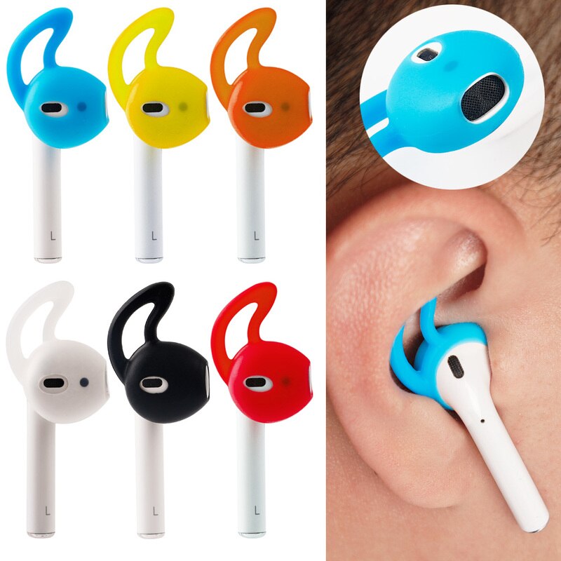 3 Pairs for Apple Airpods 1 2 In-Ear Silicone Ear Tip Covers Non-Slip Protective Covers with Ear Hooks Headphone Accessories