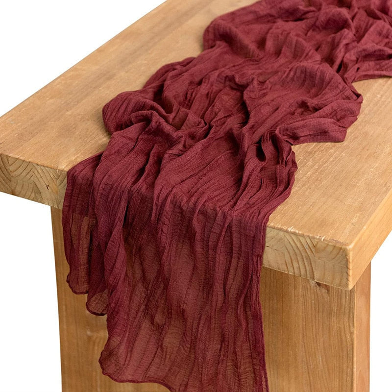 Gauze Table Runner Dinning Table Decoration 90*300CM Rustic Country Boho Beach Wedding Party Table Decor Christmas Table Runners