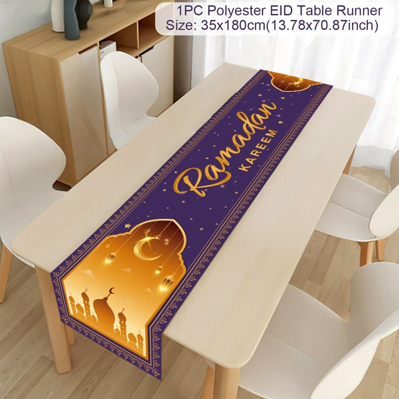 Ramadan Decoration Table Runner EID Mubarak Decor For Home Tablecloth Ramadan Kareem Islamic Muslim Party Eid Al Adha Gifts 2023