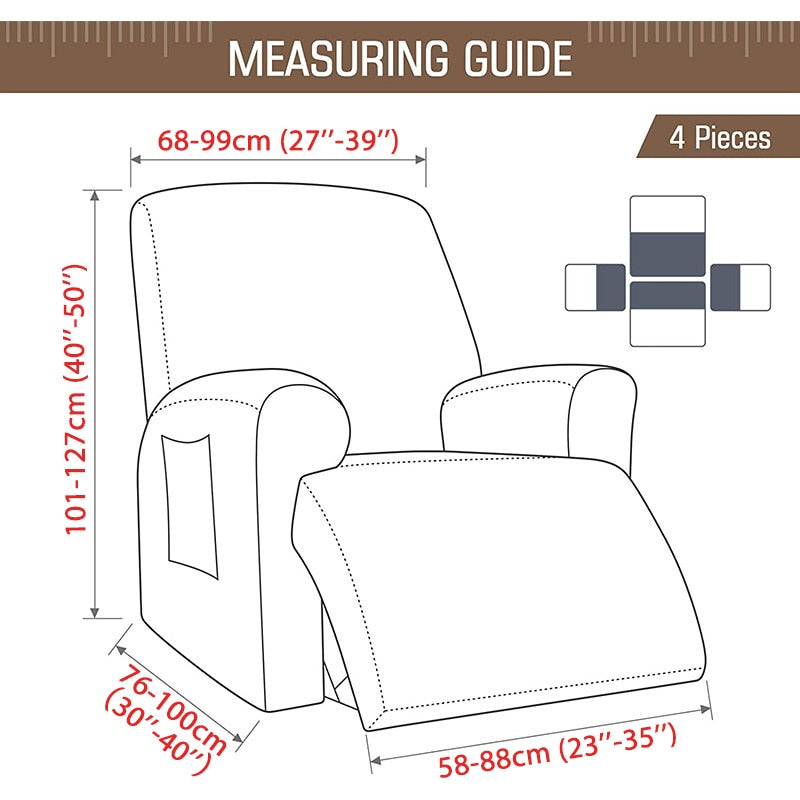 Recliner Sofa Cover Armchair Case Sofa Cover Anti-Dust Non-Slip Lazy Boy Chair Cover Solid Color Universal Seat Cover 1 Peice