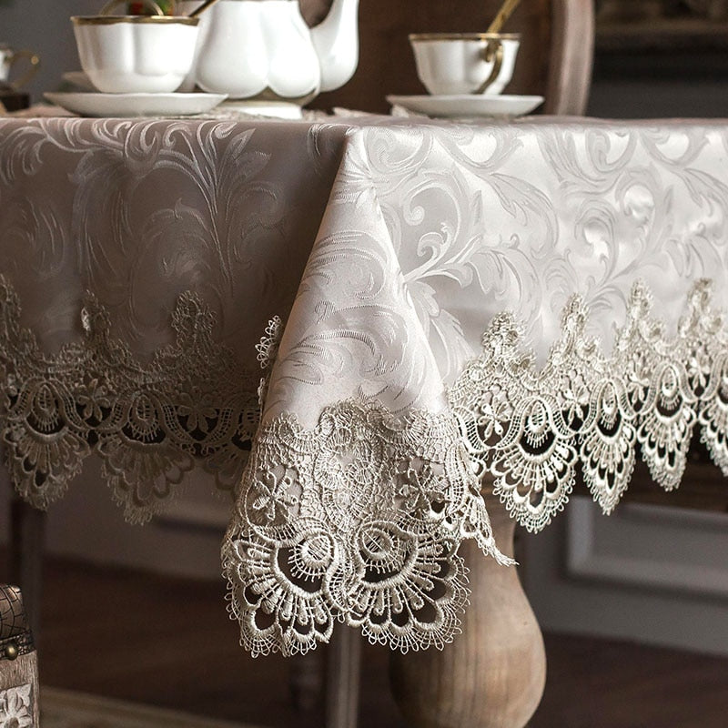 Tablecloth Little Gray Europe Luxury Embroidered Table Dining  Table Cover Cloth Lace Coffee Table Flag Cushion Cover Set