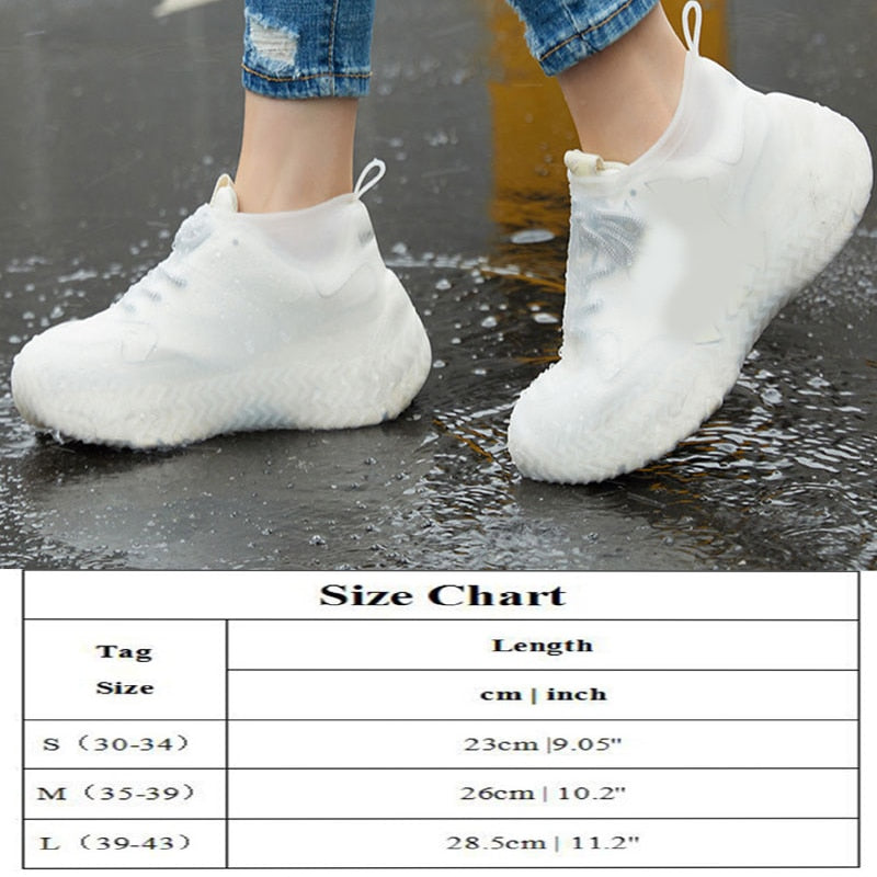 1Pair Reusable Waterproof Rain Shoes Covers Silicone Outdoor Rain Boot Overshoes Walking Shoes Accessories Reusable Shoe Cover