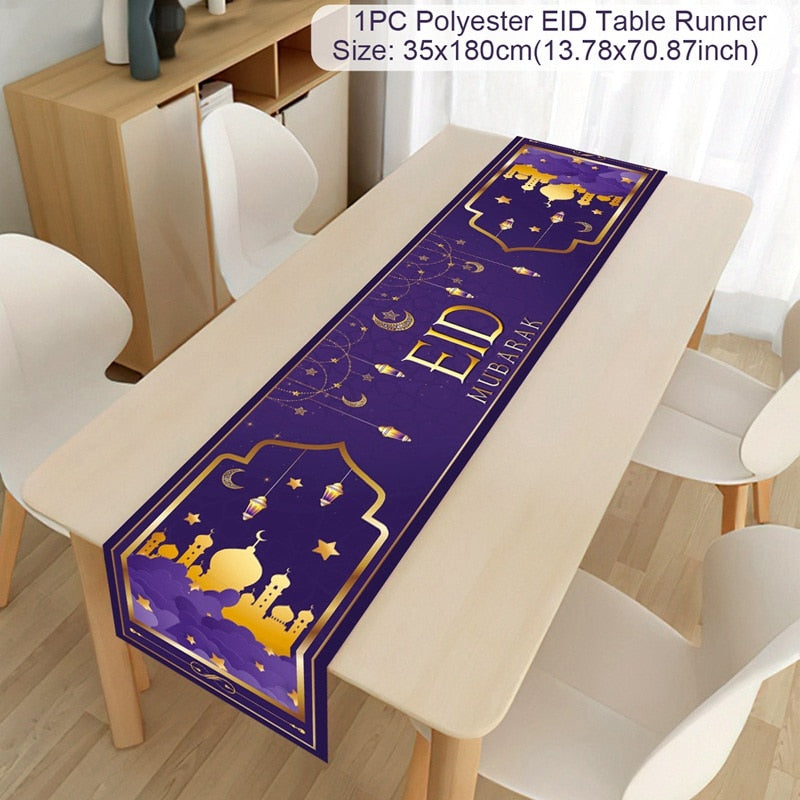 EID Mubarak Table Runner Ramadan Decorations 2023 For Home Tablecloth Ramadan Kareem Eid Al Adha Islamic Muslim Party Decoration