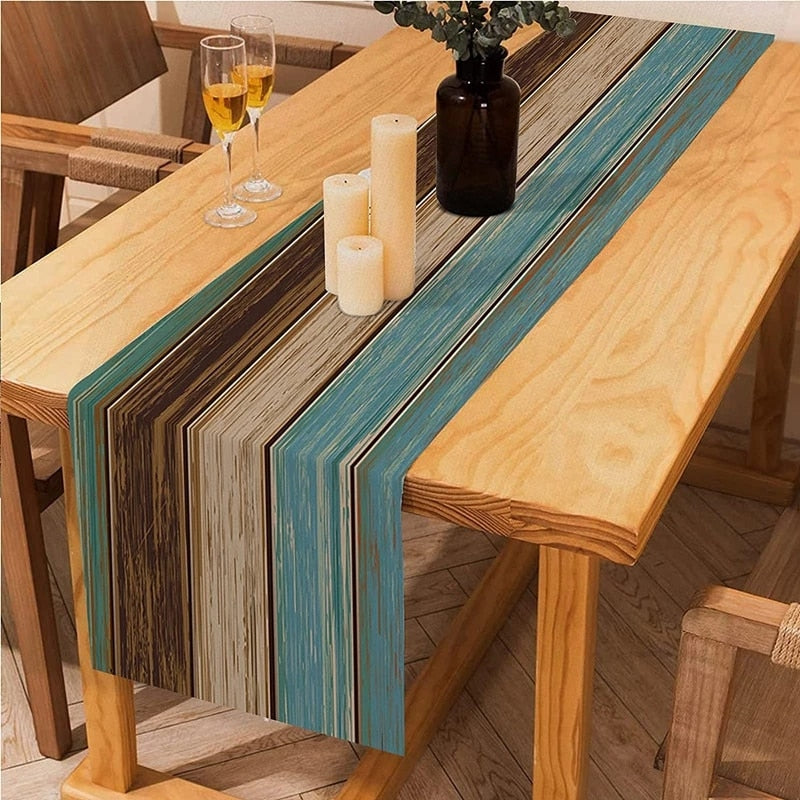 Farmhouse Wood Texture Table Runner Placemats ,Rustic Wedding /Party/ Events Dining Table Decoration Hotel Home Tablecloth