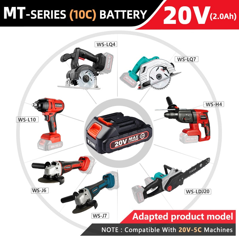 VVOSAI Rechargeable Battery 12V 20V Lithium-Ion Series Cordless Drill/Saw/Screwdriver/Wrench/Angle Grinder Brushless Power Tools