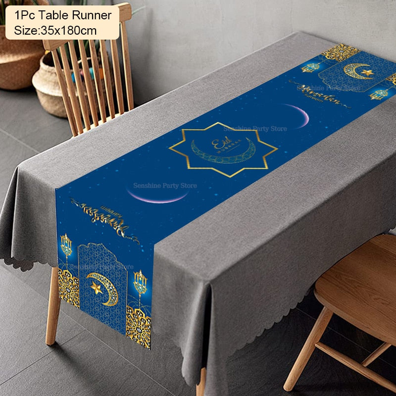 Ramadan Decoration Table Runner EID Mubarak Decor For Home Tablecloth Ramadan Kareem Islamic Muslim Party Eid Al Adha Gifts 2023