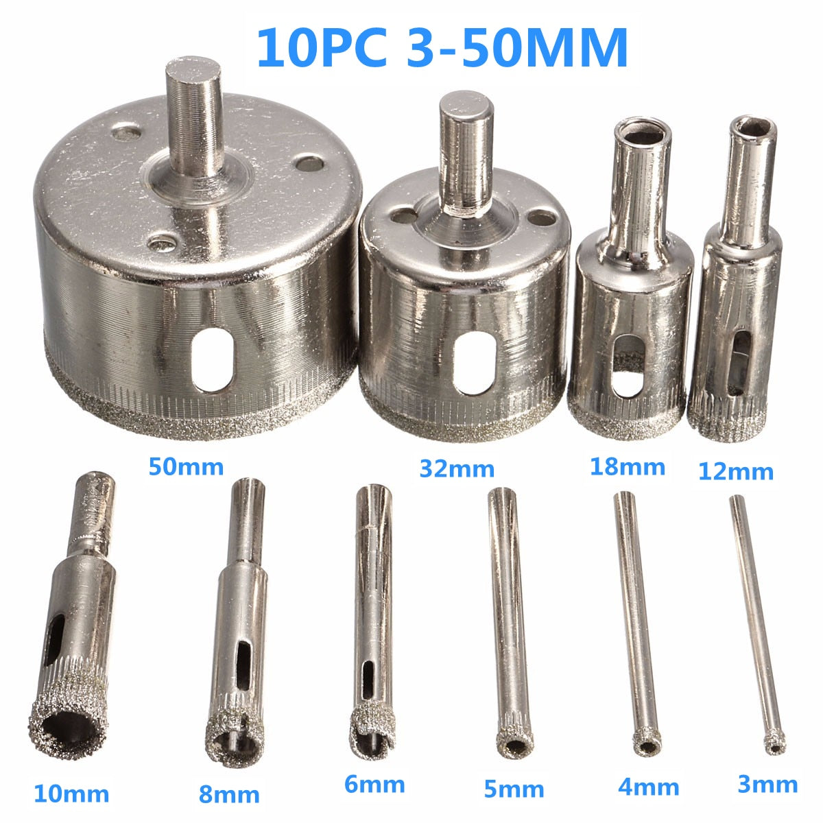 10/15pcs Set Tile drill bit Set Diamond Coated  Tile Marble Glass Ceramic Hole Saw Drilling Bits Power Tools Accessories