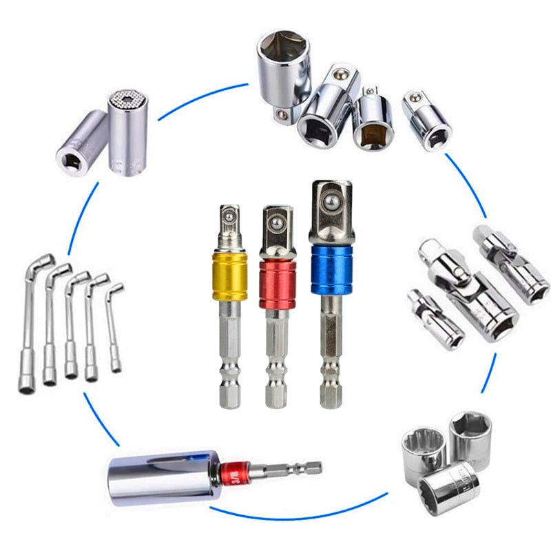 XCAN 3pcs 1/4 &quot;3/8&quot; 1/2 &quot; Socket Adapter Hex Shank Drill bits Extension Rod Power Tool Accessories