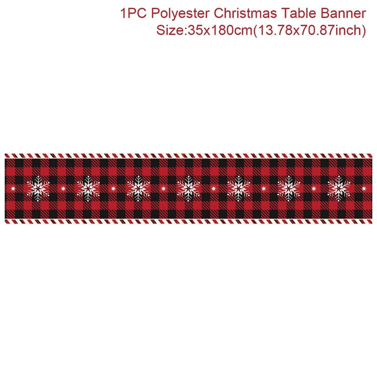Safflower Pine Leaves Christmas Table Runner Xmas Table Flag Cover Navidad Natal Gifts Christmas Decor New Year 2023 Tablecloth