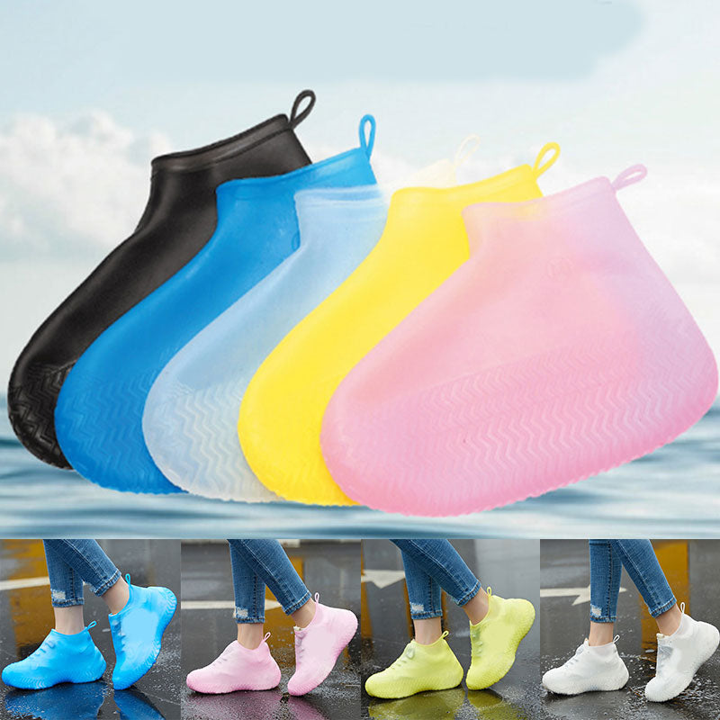 1Pair Reusable Waterproof Rain Shoes Covers Silicone Outdoor Rain Boot Overshoes Walking Shoes Accessories Reusable Shoe Cover