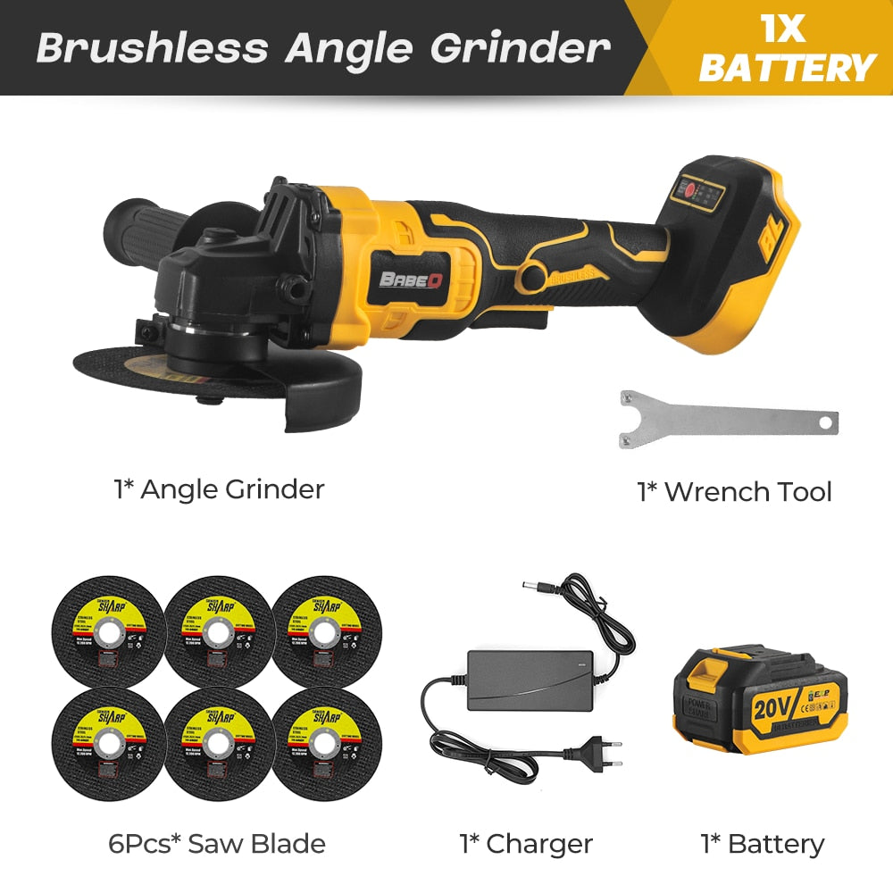 M14 Brushless Angle Grinder 125MM Cordless Angle Grinder 18V 3 Gears Variable Grinding Machine Cutting Woodworking Power Tool