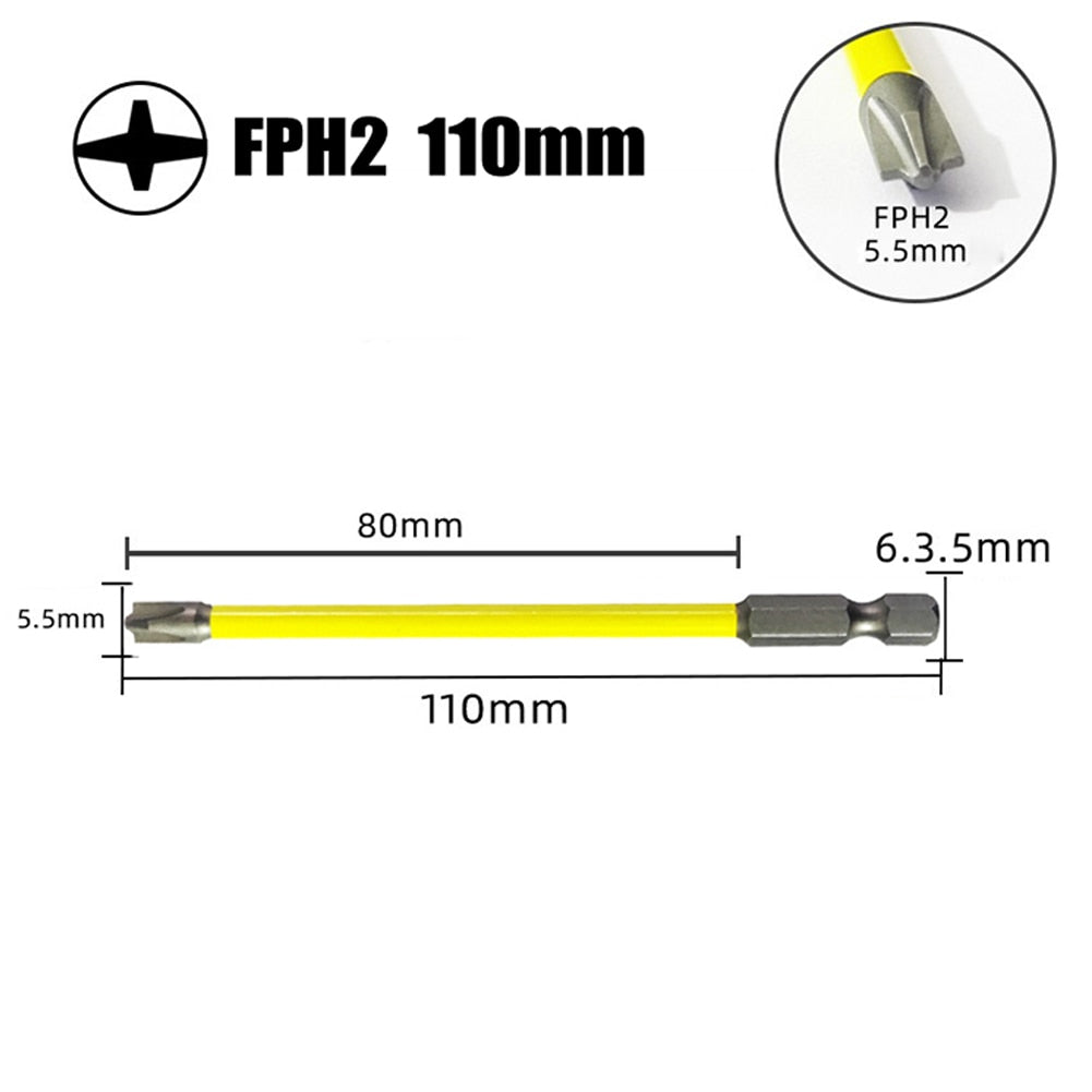 1/2pcs Magnetic Special Cross Screwdriver Bit Nutdrivers FPH2 For Socket Switch Electrician Power Tool 65mm 110mm