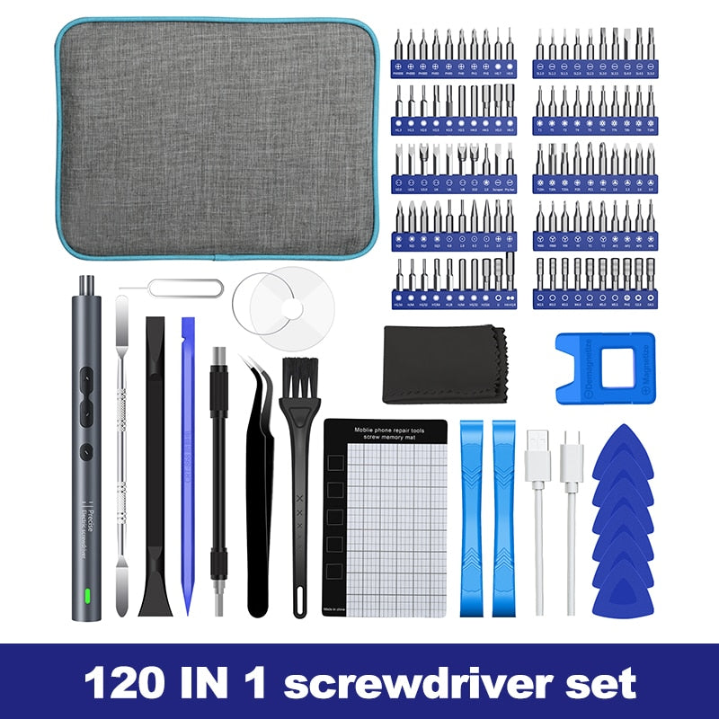 Precision Electric Screwdriver 24 Pcs S2 Alloy Steel Bit Screwdrivers Type-C Fast Charging Screwdriver Set Repair Power Tools