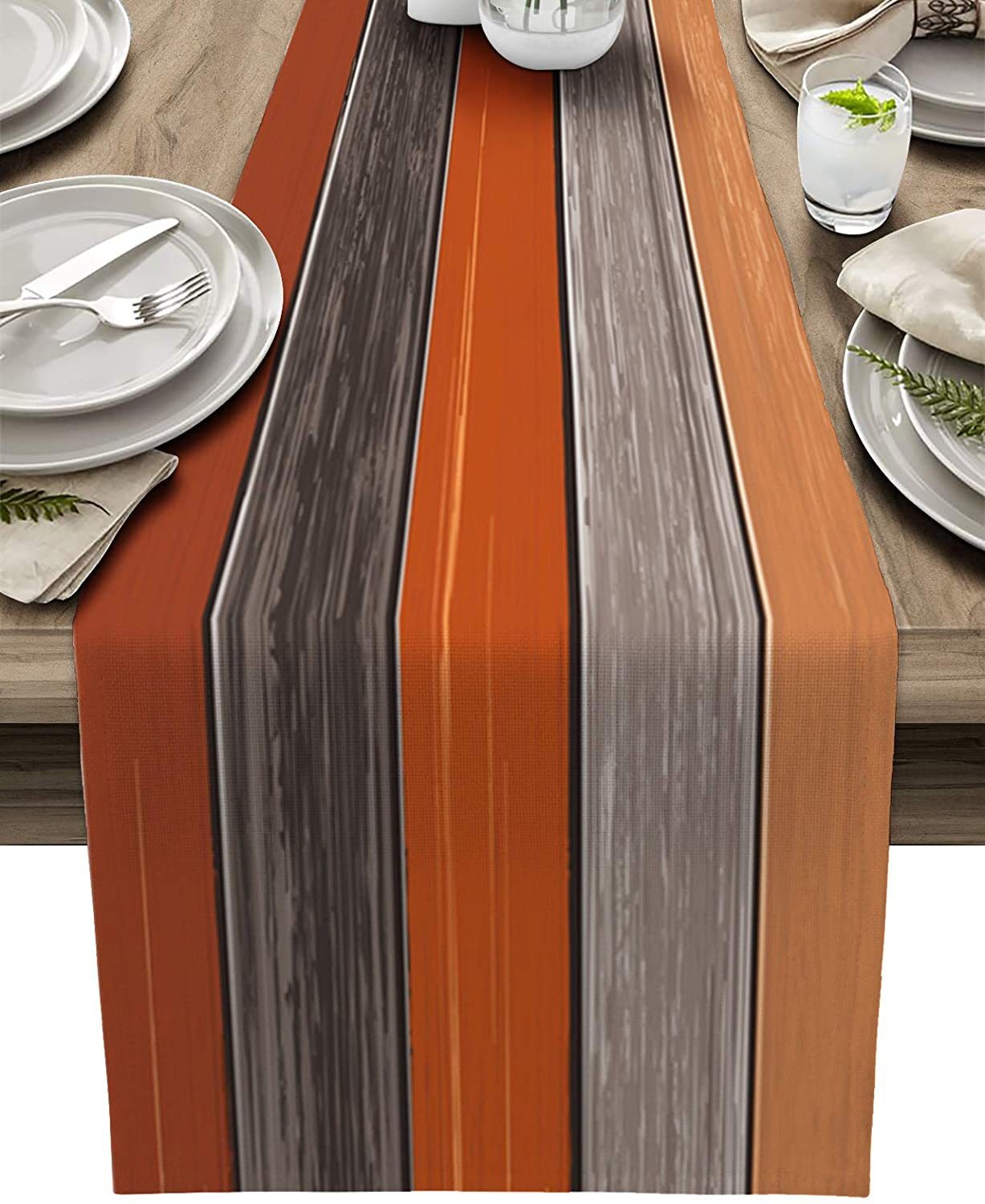Farmhouse Wood Texture Table Runner Placemats ,Rustic Wedding /Party/ Events Dining Table Decoration Hotel Home Tablecloth