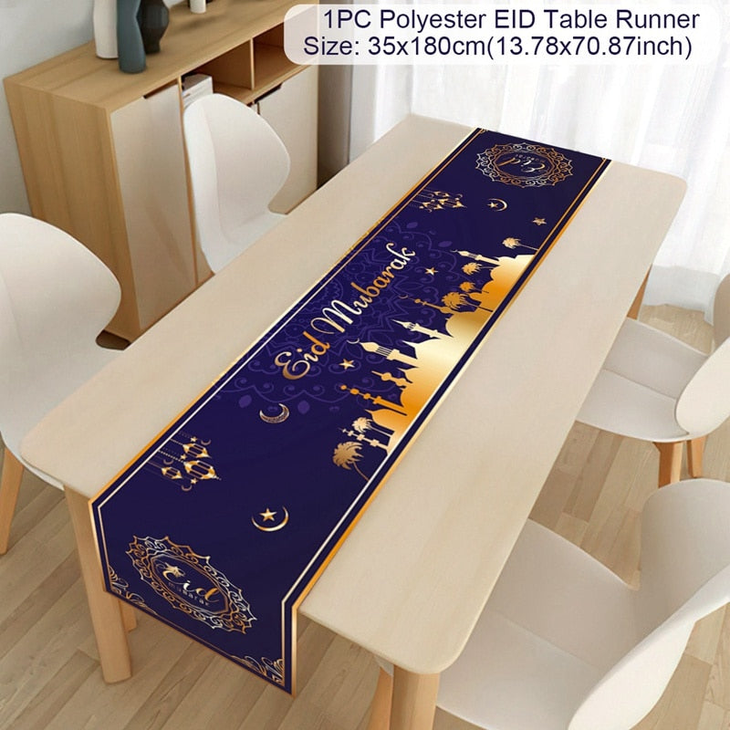 EID Mubarak Table Runner Ramadan Decorations 2023 For Home Tablecloth Ramadan Kareem Eid Al Adha Islamic Muslim Party Decoration