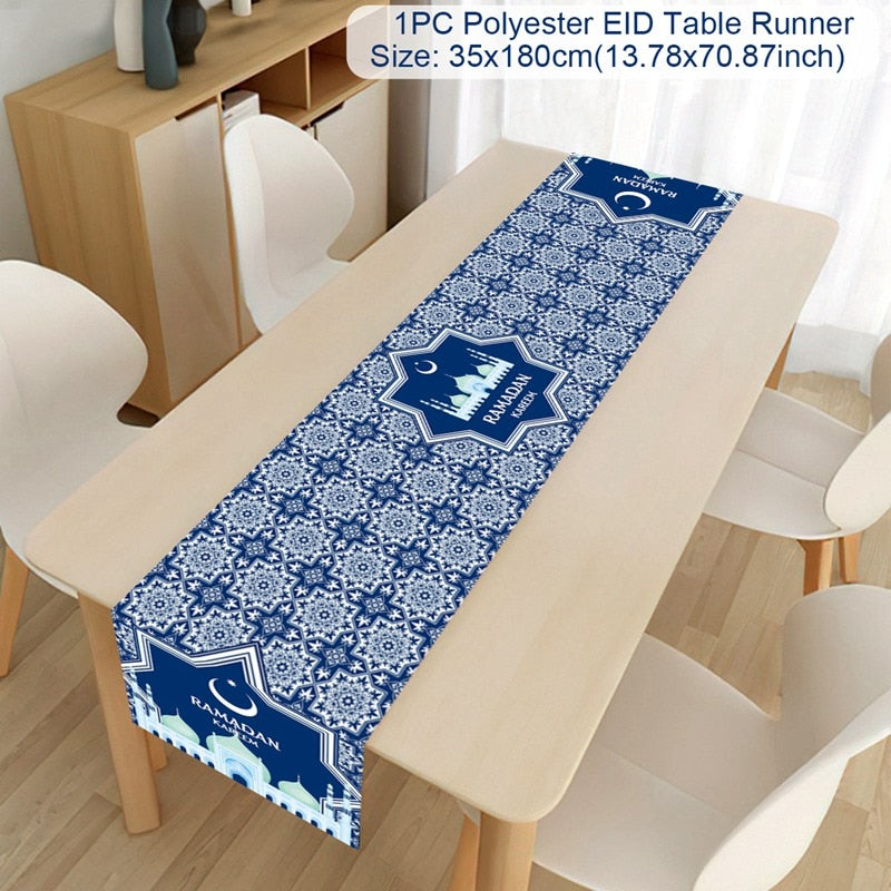 EID Mubarak Table Runner Ramadan Decorations 2023 For Home Tablecloth Ramadan Kareem Eid Al Adha Islamic Muslim Party Decoration