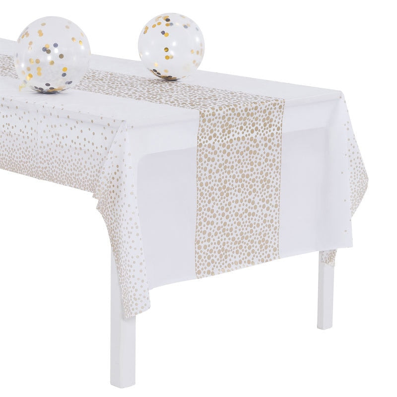 1pc TECHOME Disposable Table Cover Dotted Table Runner Design 54&quot;x108&quot; Waterproof Oilproof Tablecloths for Rectangle Tables