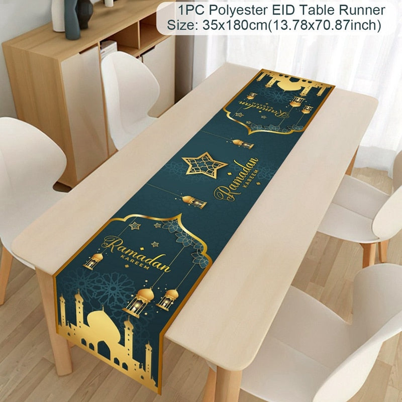 Ramadan Decoration Table Runner EID Mubarak Decor For Home Tablecloth Ramadan Kareem Islamic Muslim Party Eid Al Adha Gifts 2023