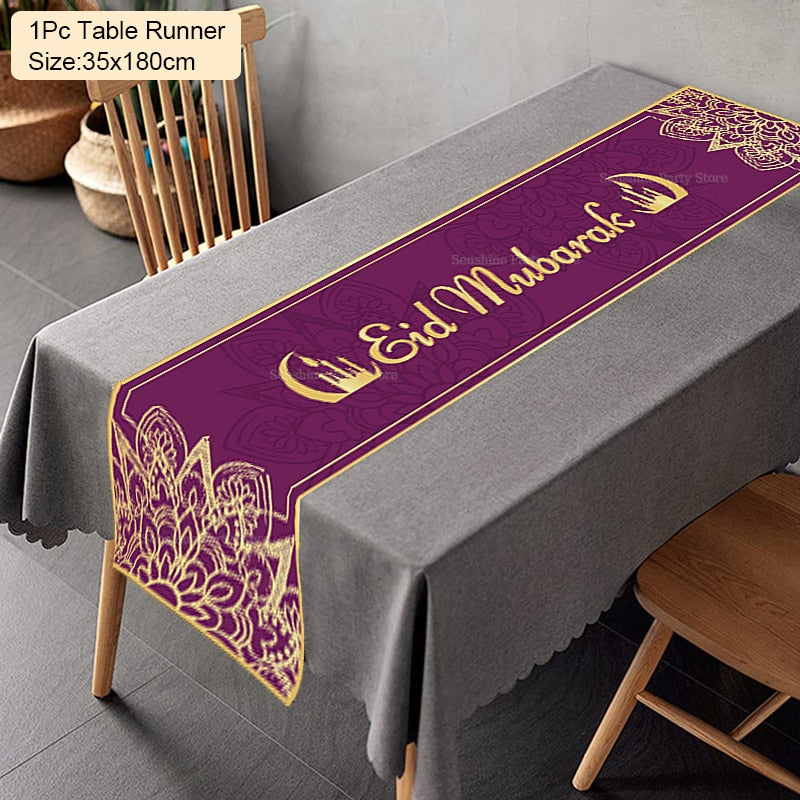 Ramadan Decoration Table Runner EID Mubarak Decor For Home Tablecloth Ramadan Kareem Islamic Muslim Party Eid Al Adha Gifts 2023