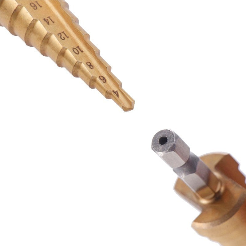 Broca de titanio HSS de 1/3 piezas, 3-12, 4-12, 4-20, herramientas eléctricas de perforación, juego de brocas cónicas de cortador de agujeros para madera de acero de alta velocidad