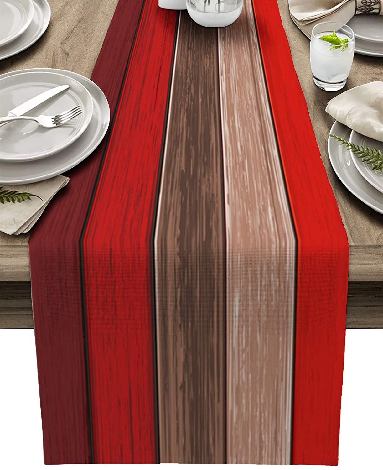 Farmhouse Wood Texture Table Runner Placemats ,Rustic Wedding /Party/ Events Dining Table Decoration Hotel Home Tablecloth