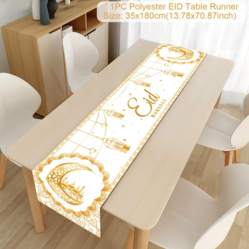 Ramadan Decoration Table Runner EID Mubarak Decor For Home Tablecloth Ramadan Kareem Islamic Muslim Party Eid Al Adha Gifts 2023