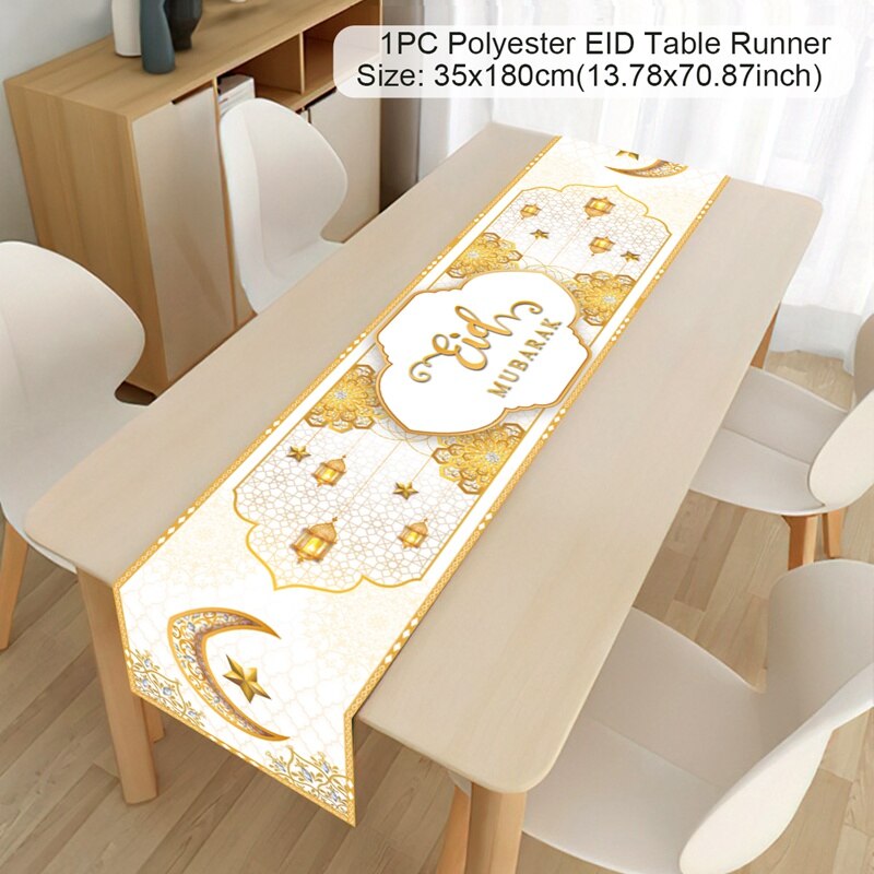EID Mubarak Table Runner Ramadan Decorations 2023 For Home Tablecloth Ramadan Kareem Eid Al Adha Islamic Muslim Party Decoration