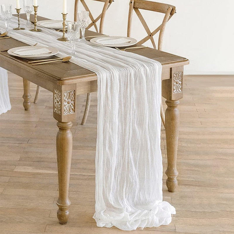 Gauze Table Runner Dinning Table Decoration 90*300CM Rustic Country Boho Beach Wedding Party Table Decor Christmas Table Runners