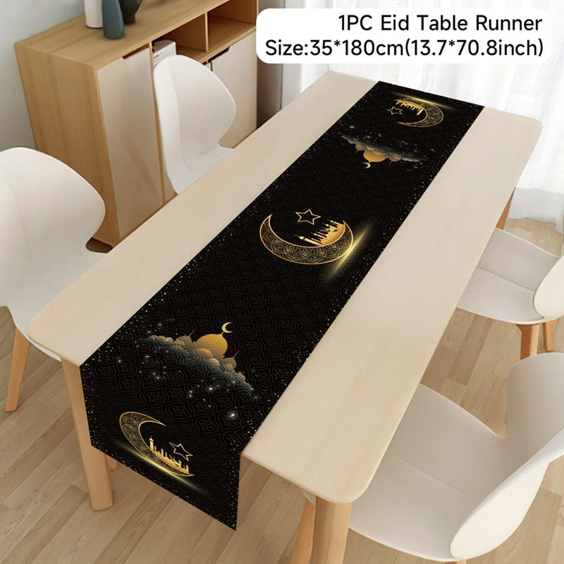 EID Mubarak Table Runner Ramadan Decorations 2023 For Home Tablecloth Ramadan Kareem Eid Al Adha Islamic Muslim Party Decoration