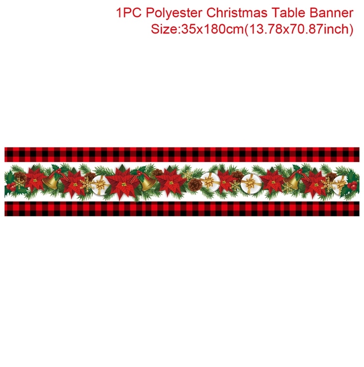 Safflower Pine Leaves Christmas Table Runner Xmas Table Flag Cover Navidad Natal Gifts Christmas Decor New Year 2023 Tablecloth
